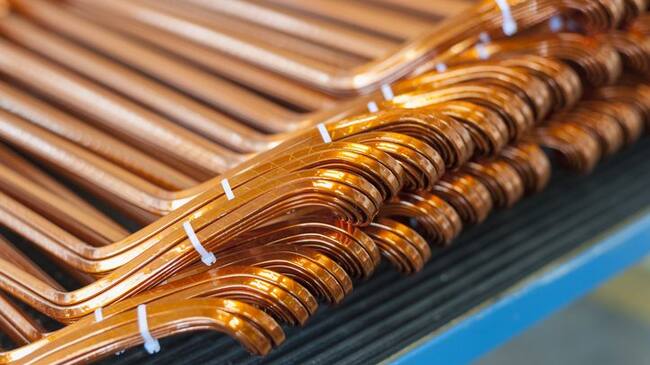 Copper elements ready to be used for the production of electric motors for Zurich's tramway trains at the maintenance garage of VBZ Zurich, Zurich's public tansport operator.