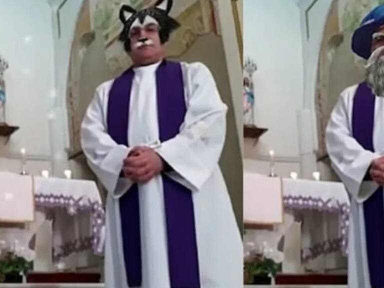 Sacerdote dio misa por Facebook debido al coronavirus, pero olvidó desactivar los filtros