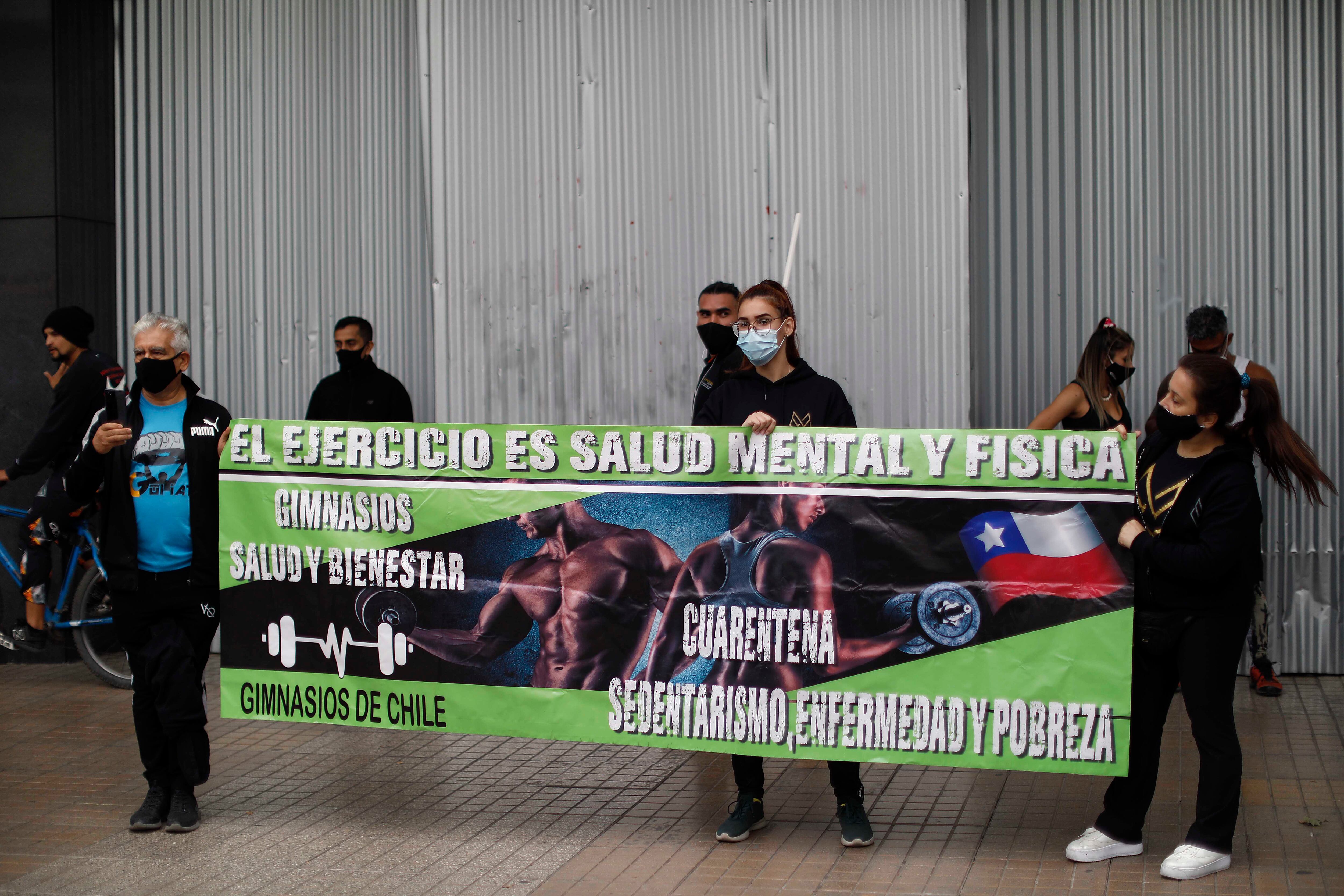 Manifestación de trabajadores de gimnasios / Agencia Uno