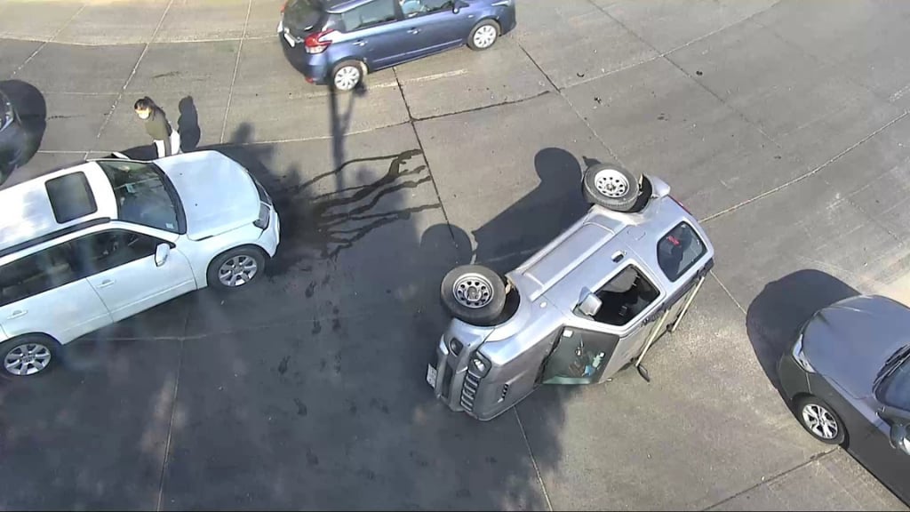 Accidente de tránsito, volcamiento, Las Condes