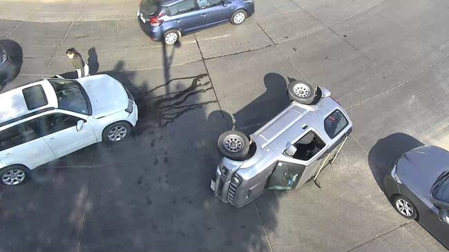 Accidente de tránsito, volcamiento, Las Condes