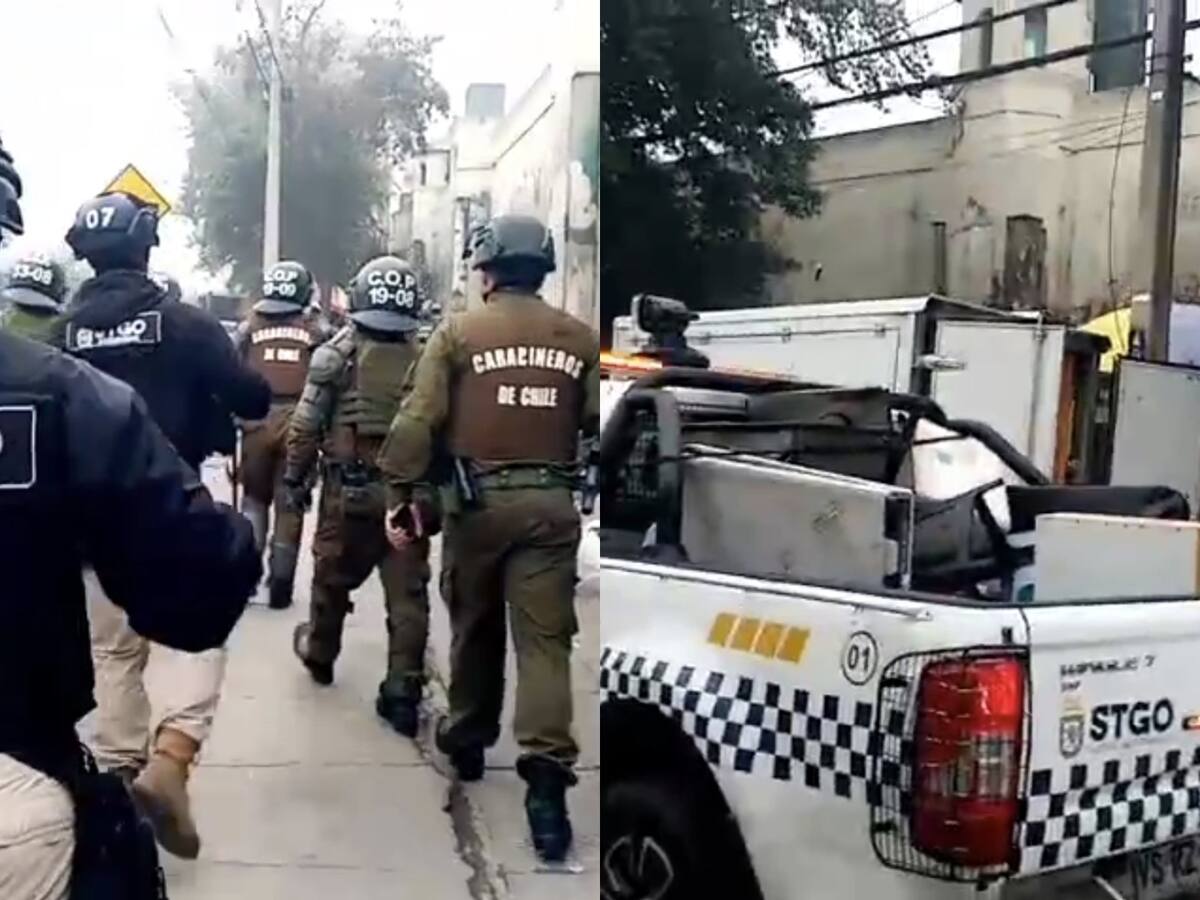 Carabineros realiza operativo fuera Santiago 1 por comercio informal: retiran puestos irregulares