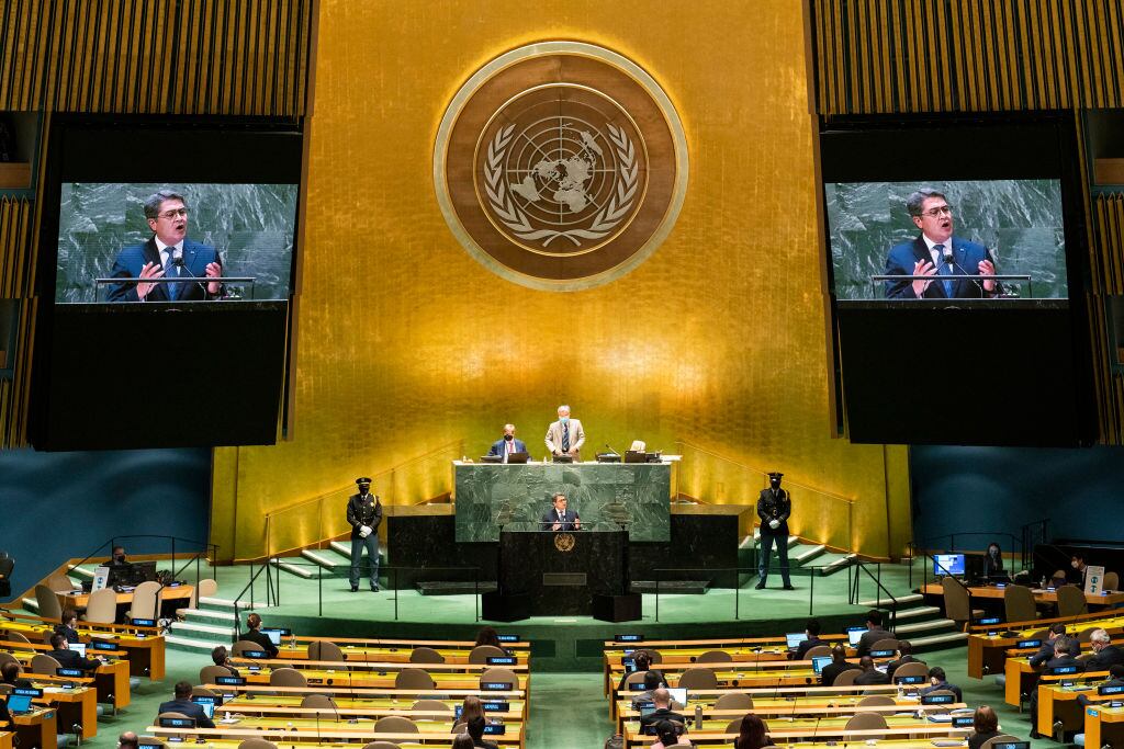 Juan Orlando Hernandez habla ante la asamblea general de la ONU