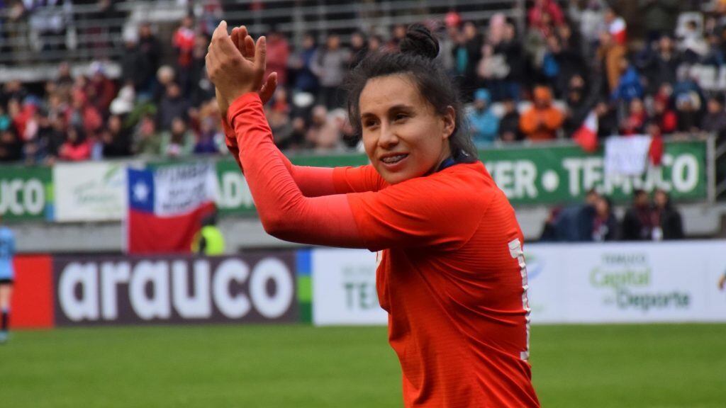 06 DE OCTUBRE DE 2019/TEMUCOCamila Saez, durante el partido amistoso entre las selecciones femeninas de Chile y Uruguay, disputado en el Estadio German Becker.
FOTO: ROCIO CUMINAO/AGENCIAUNO