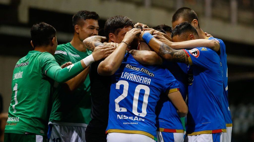 25 de Enero del 2020/SantiagoNicolás Orellana(c) celebra su primer gol y el 4 a 1 de Audax Italiano ,durante el partido valido por la primera fecha del Campeonato Nacional AFP PlanVital 2020, entre Audax Italiano vs Cobresal, disputado en el Estadio Municipal de La Florida
FOTO:FRANCISCO LONGA/AGENCIAUNO