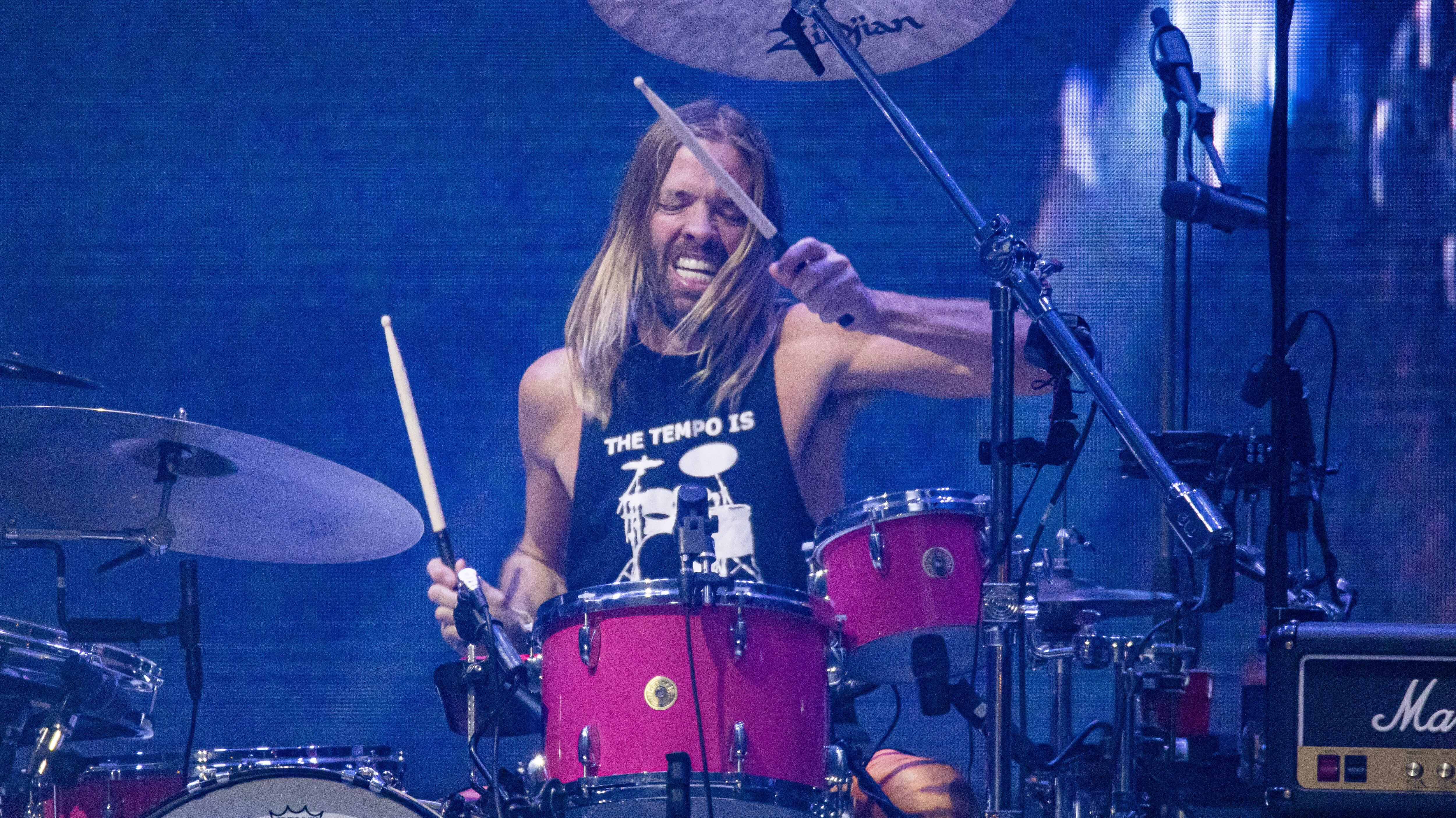 ATLANTA, GEORGIA - OCTOBER 22: Taylor Hawkins of Foo Fighters performs on day 1 of Shaky Knees Festival at Atlanta Central Park on October 22, 2021 in Atlanta, Georgia. (Photo by Scott Legato/Getty Images)
