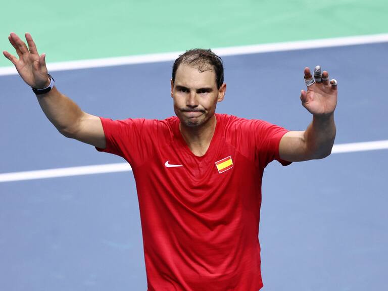 MALAGA, SPAIN - NOVEMBER 19: Rafael Nadal of Team Spain waves to the fans after loosing his singles match against Botic van de Zandschulp of Team Netherlands in the quarterfinal tie between Netherlands and Spain during the Davis Cup Finals at Palacio de Deportes Jose Maria Martin Carpena on November 19, 2024 in Malaga, Spain. (Photo by Matt McNulty/Getty Images for ITF)