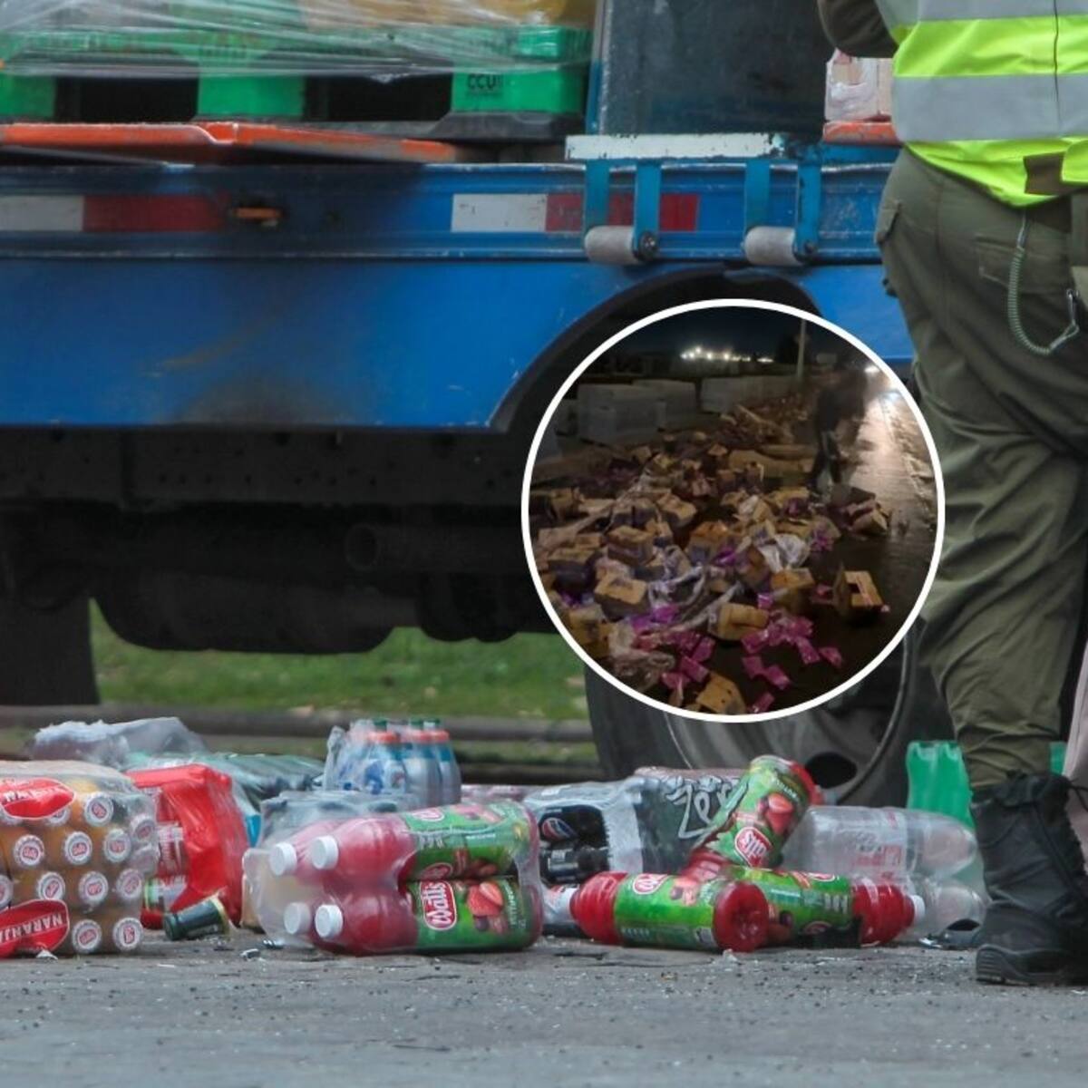 Camión de bebidas vuelca su carga en Maipú y genera importante congestión hacia Santiago