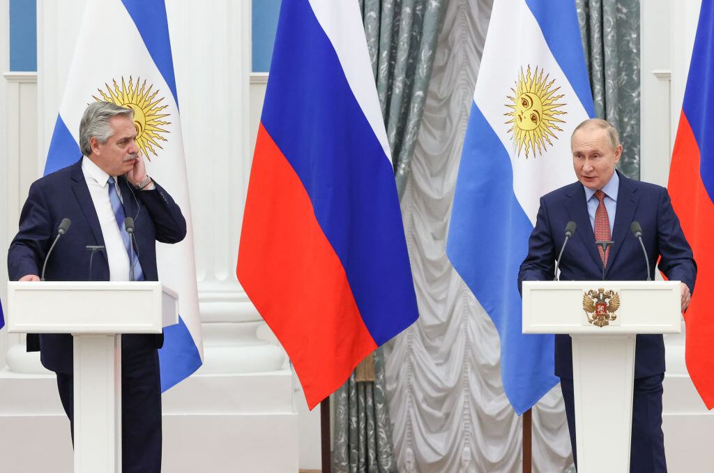 Los mandatarios de Rusia, Vladimir Putin, y de Argentina, Alberto Fernández