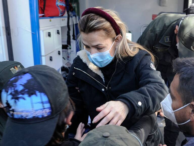 Jeanine Áñez ingresando a la penitenciaría para mujeres de Miraflores