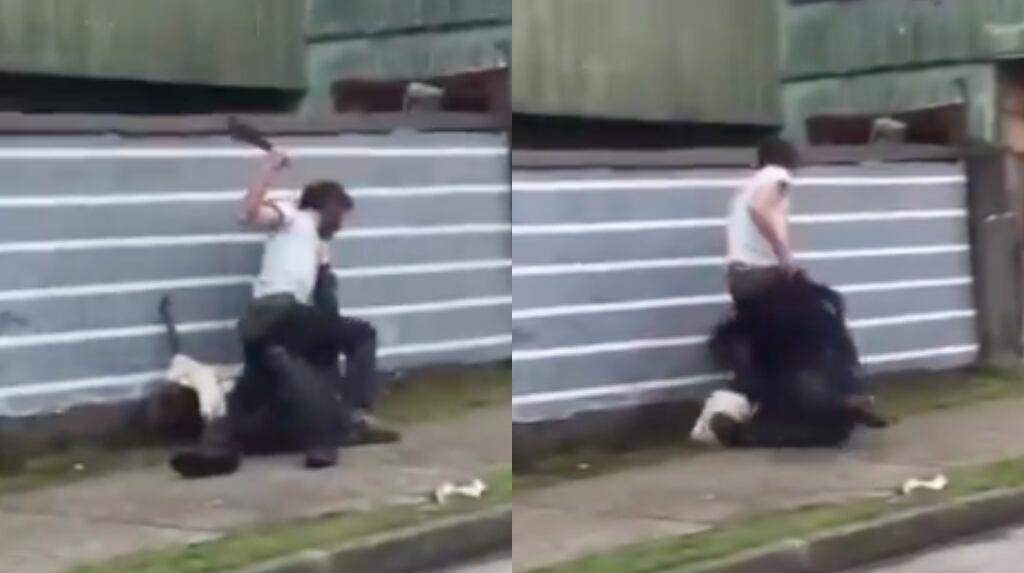 Violento ataque en Calbuco: sujeto amenaza a hombre con un machete a plena luz del día