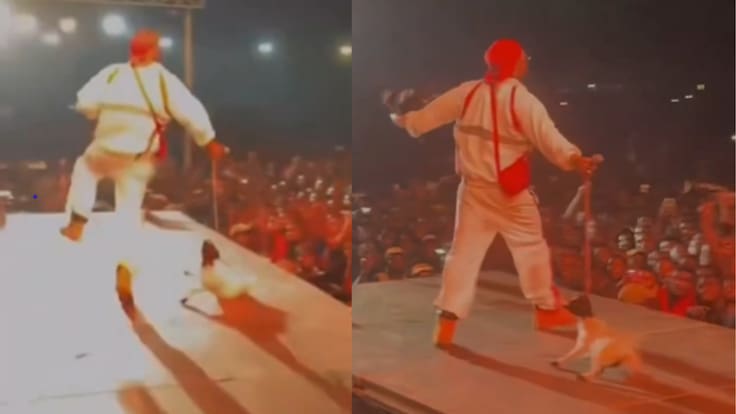“Un estúpido”: rapero sale al escenario de un concierto arrastrando a un cabrito del cuello y desata la indignación en redes
