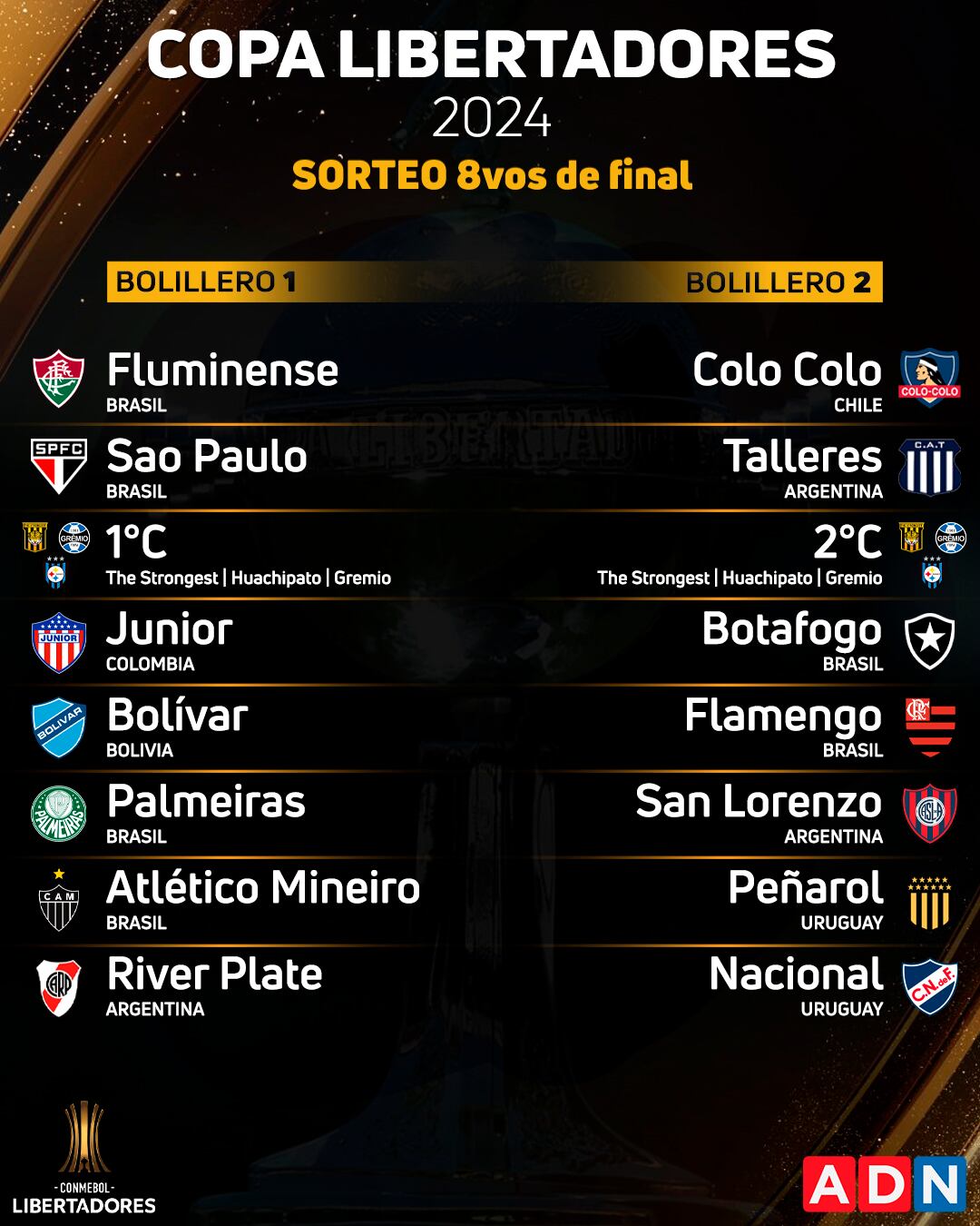 Cuándo, dónde y cómo ver en vivo el sorteo de 8vos de final de la Copa Libertadores 2024 | ADN