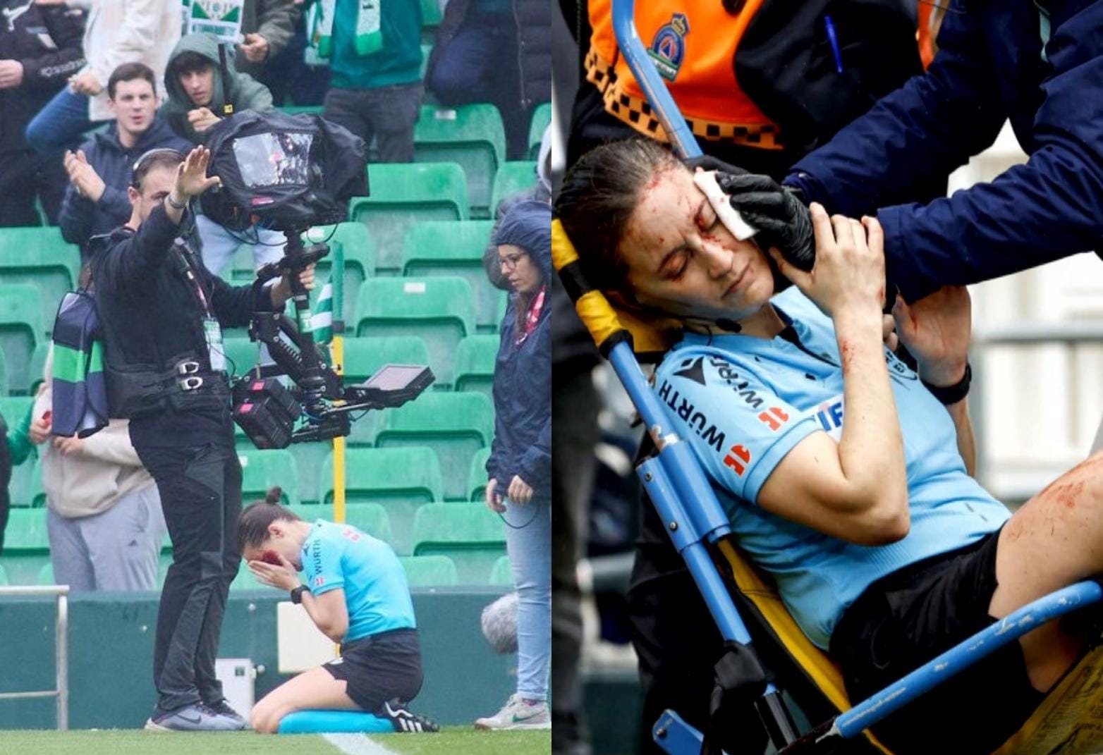 Árbitra sufre accidente en La Liga de España