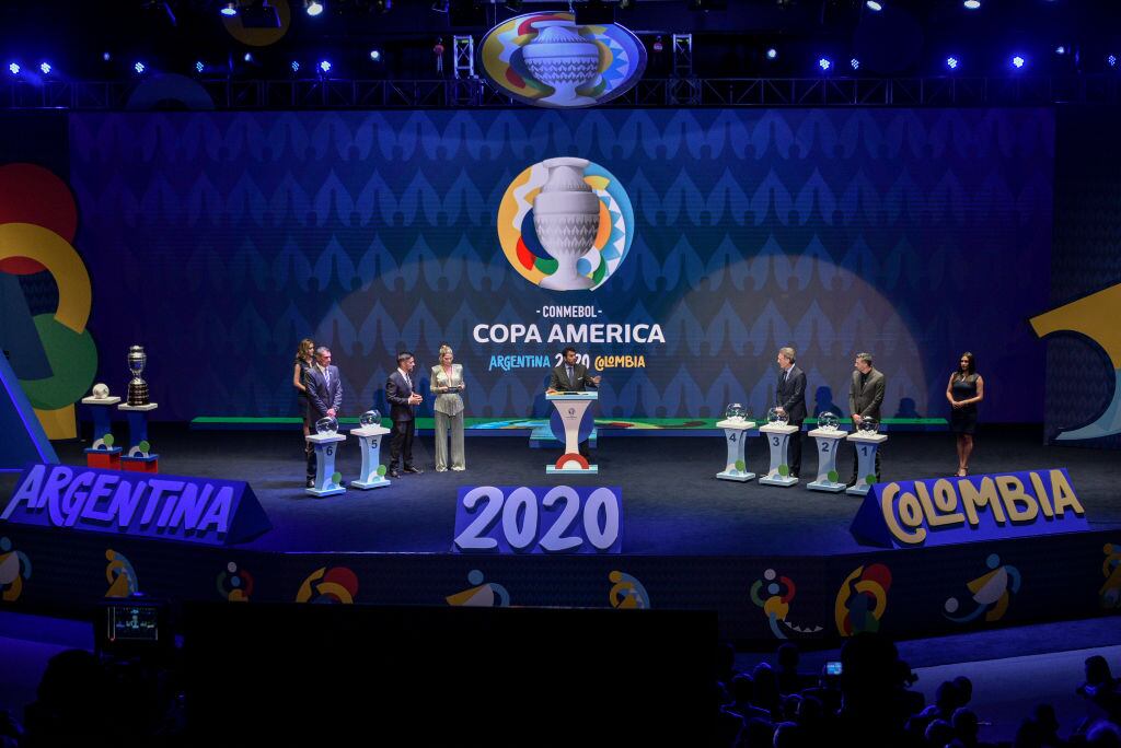 CARTAGENA, COLOMBIA - DECEMBER 03: Director of Competitions of CONMEBOL Hugo Figueredo speaks during the draw for Copa America 2020 co-hosted by Argentina and Colombia at Centro de Convenciones de Cartagena de Indias on December 03, 2019 in Cartagena, Colombia. (Photo by Guillermo Legaria/Getty Images)