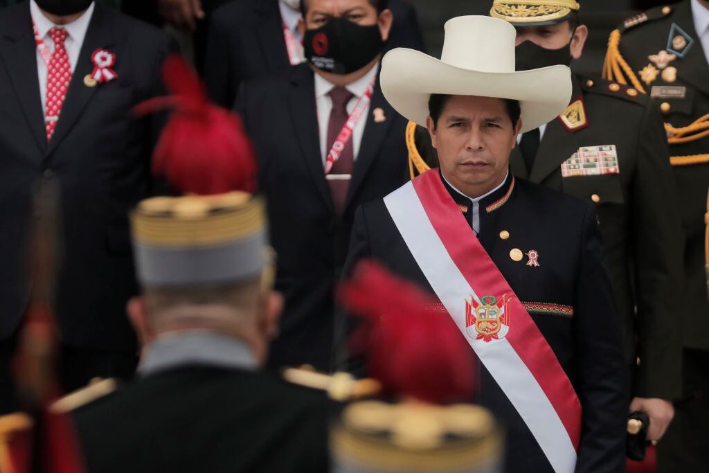 El presidente de Perú Pedro Castillo el día que asume el mando en Lima