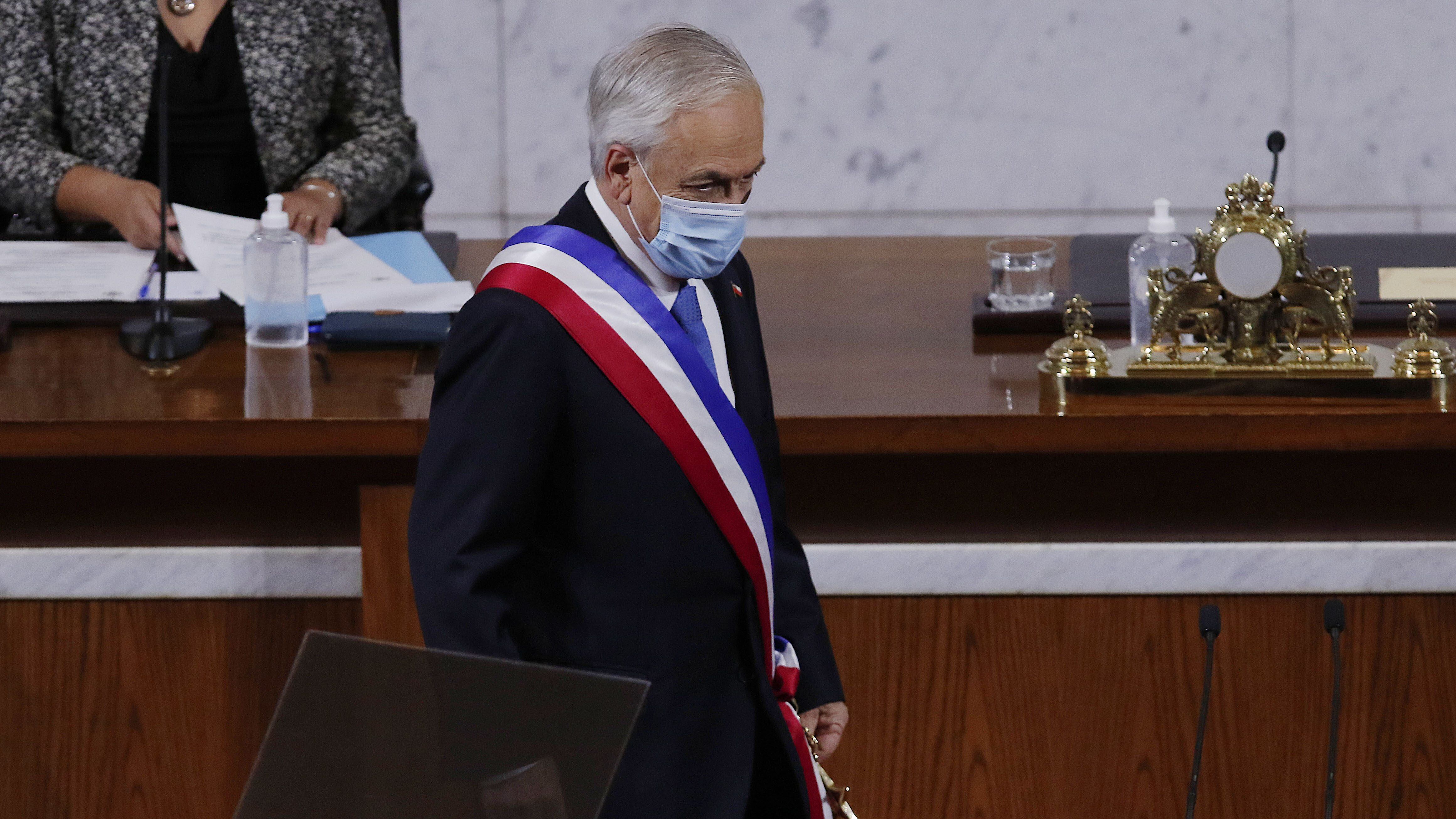 01 DE JUNIO DE 2021/VALPARAISOEl presidente de la Republica Sebastian Piñera, durante la Cuenta Publica Presidencial 2021, que se realiza en el Salón Plenario del Congreso Nacional
FOTO: LEONARDO RUBILAR CHANDIA/AGENCIAUNO