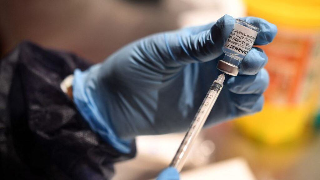 A nurse prepares a syringe with a dose of the Pfizer-BioNtech Covid-19 vaccine, at a vaccination centre in Quimper, western France, on April 30, 2021. (Photo by Fred TANNEAU / AFP) (Photo by FRED TANNEAU/AFP via Getty Images)