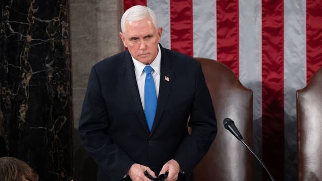 US Vice President Mike Pence presides over a joint session of Congress to count the electoral votes for President at the US Capitol in Washington, DC, January 6, 2021. - Congress is meeting to certify Joe Biden as the winner of the 2020 presidential election, with scores of Republican lawmakers preparing to challenge the tally in a number of states during what is normally a largely ceremonial event. (Photo by SAUL LOEB / POOL / AFP) (Photo by SAUL LOEB/POOL/AFP via Getty Images)