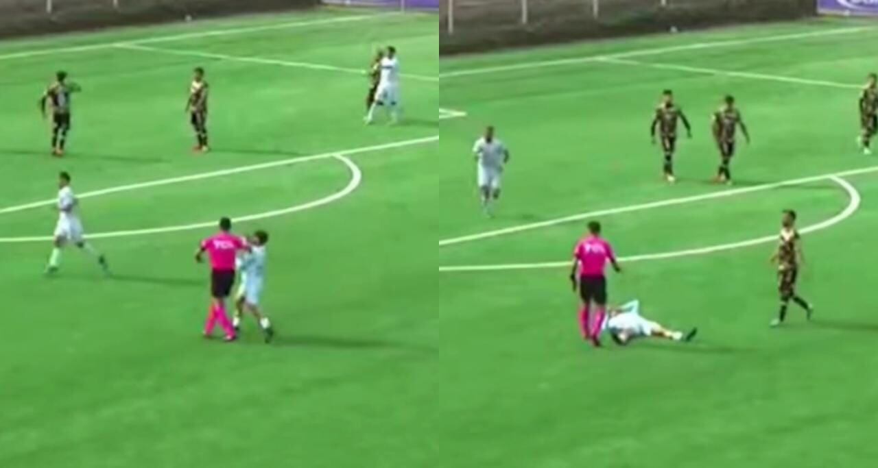 Insólito momento en Segunda División: árbitro golpea sin querer el rostro de jugador de San Antonio Unido