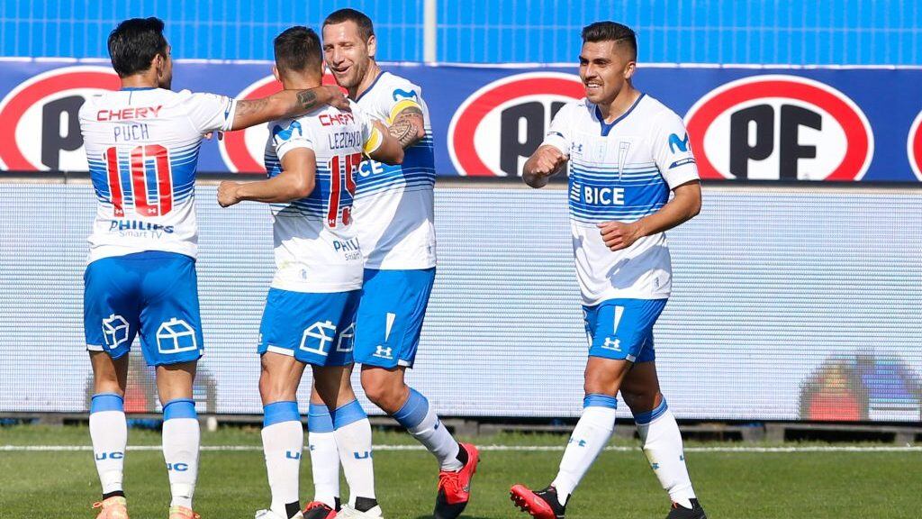5 de Septiembre del 2020/SantiagoCesar Pinares(c) celebra su primer gol y el 3 a 0 de su equipo ,durante el partido valido por la Novena fecha del Campeonato Nacional AFP PlanVital 2020, entre Universidad Católica vs Coquimbo Unido, disputado en el Estadio San Carlos de Apoquindo.
FOTO:FRANCISCO LONGA/AGENCIAUNO