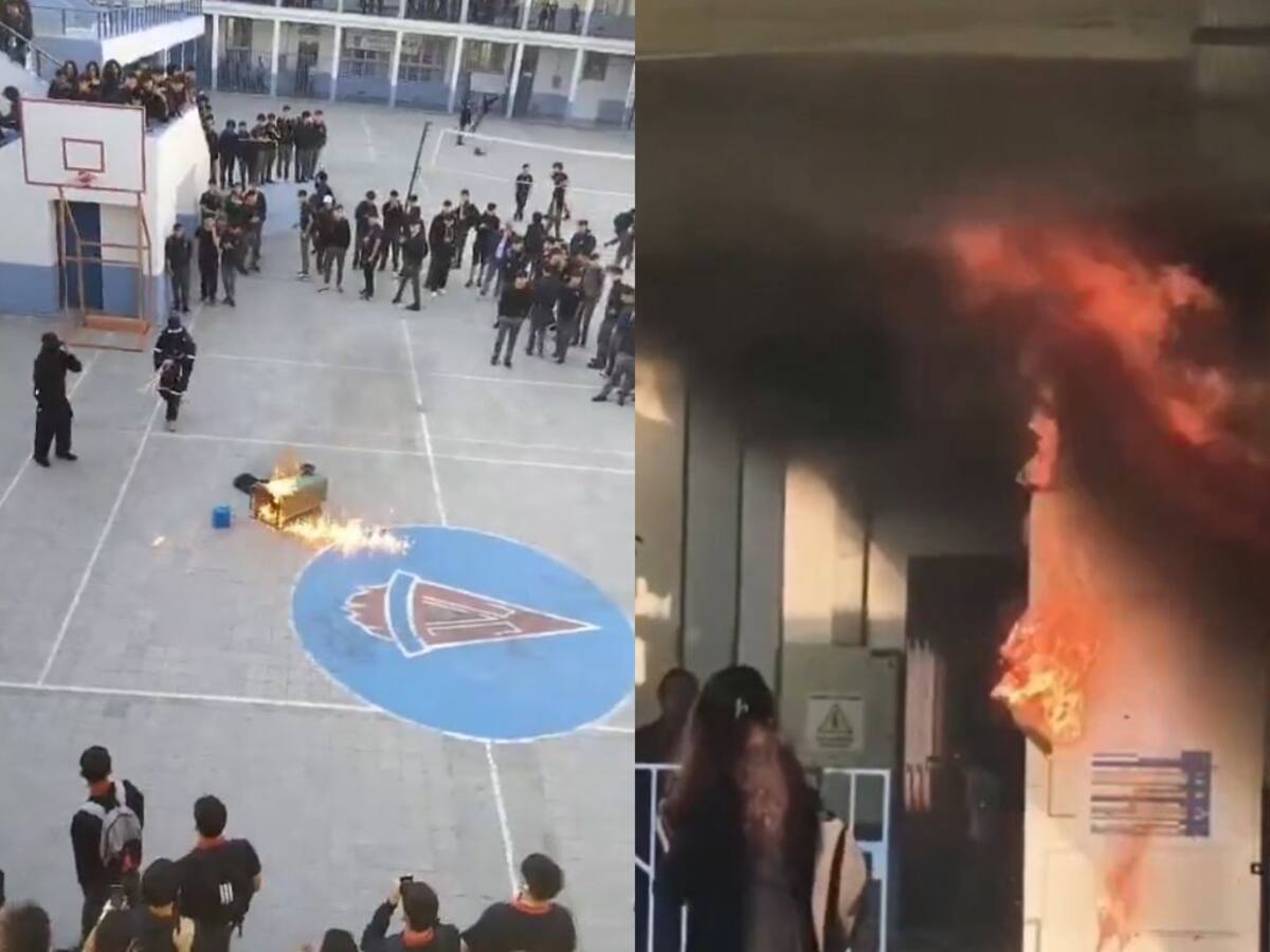 Graves incidentes en liceo Lastarria: encapuchados prenden fuego a oficina del rector con bombas molotov