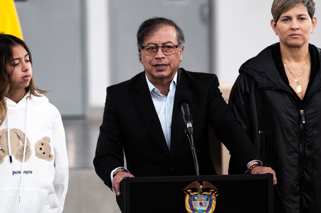 El presidente de Colombia Gustavo Petro habla en un acto oficial en Bogotá