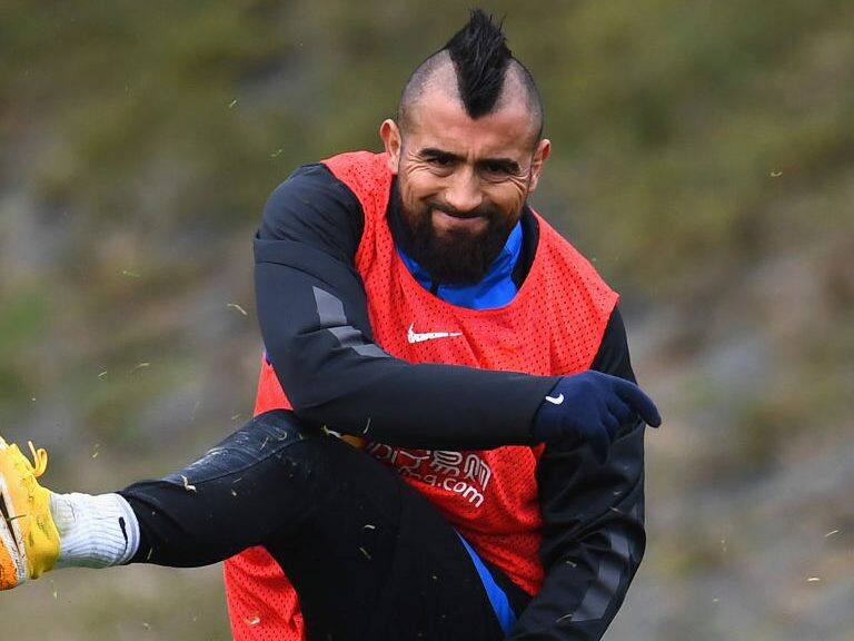 COMO, ITALY - JANUARY 15: Arturo Vidal is seen during an FC Internazionale training session at Appiano Gentile on January 15, 2021 in Como, Italy. (Photo by Claudio Villa - Inter/Inter via Getty Images)
