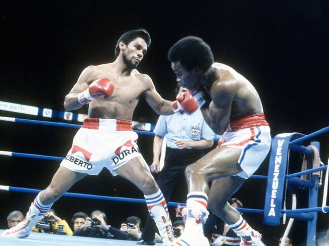 Manos de Piedra ante Sugar Ray Leonard en 1980