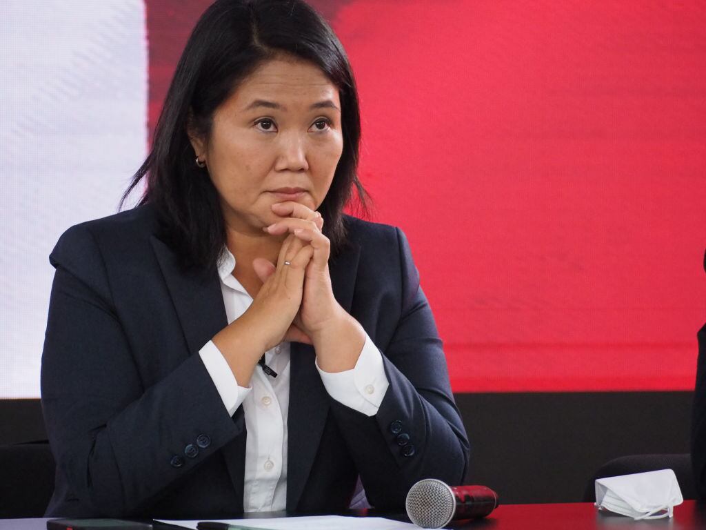 Fujimori durante su tercera derrota electoral a la presidencia en 2021