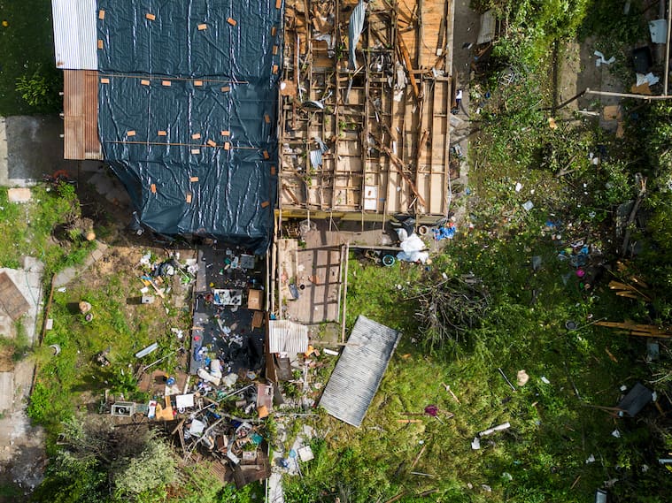 Vista aérea de los vestigios tras el paso del tornado que afectó a Requínoa | Agencia UNO