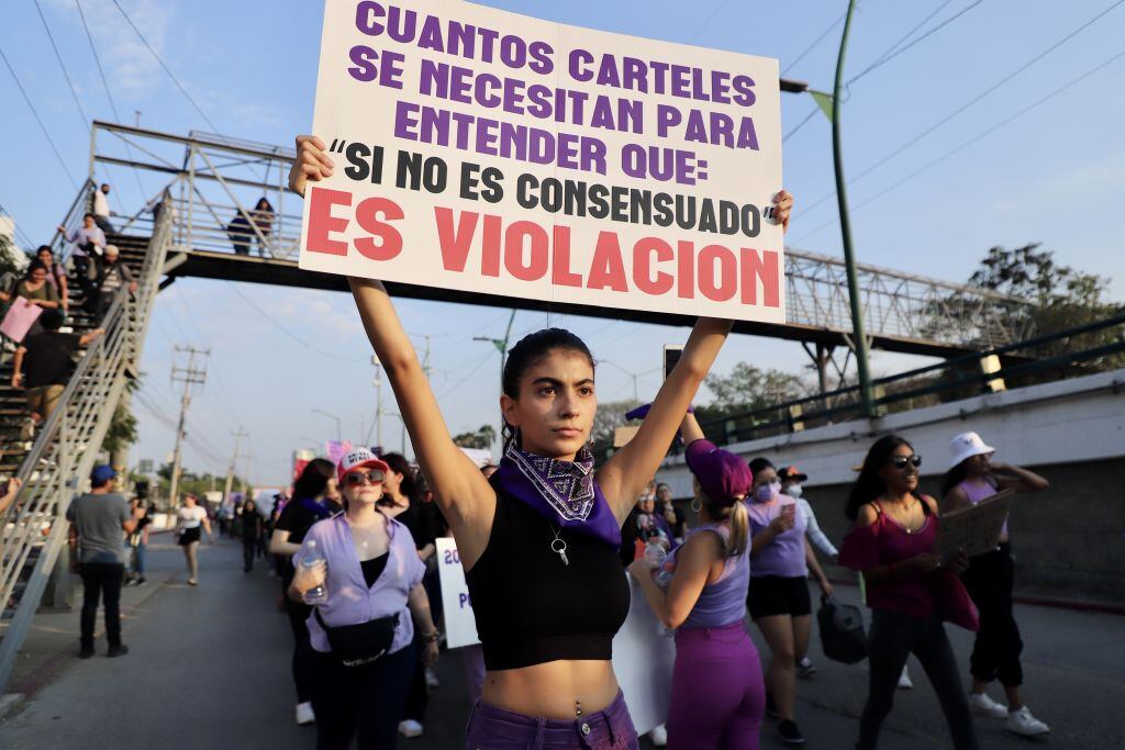 Las mujeres se manifiestan a favor de sus derechos en Chiapas de México