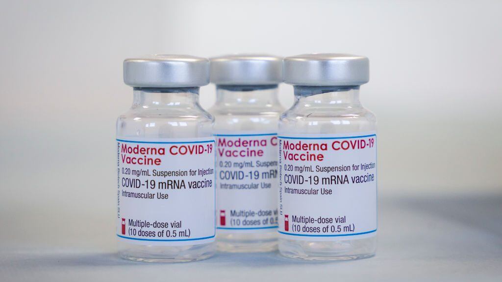 Nurse prepares Moderna's vaccine in a separate room.Second dose of Moderna vaccine to 1000 elderly people, in the vaccination center of matosinhos, on March 20, 2021, in Matosinhos, Portugal. (Photo by Rita Franca/NurPhoto via Getty Images)