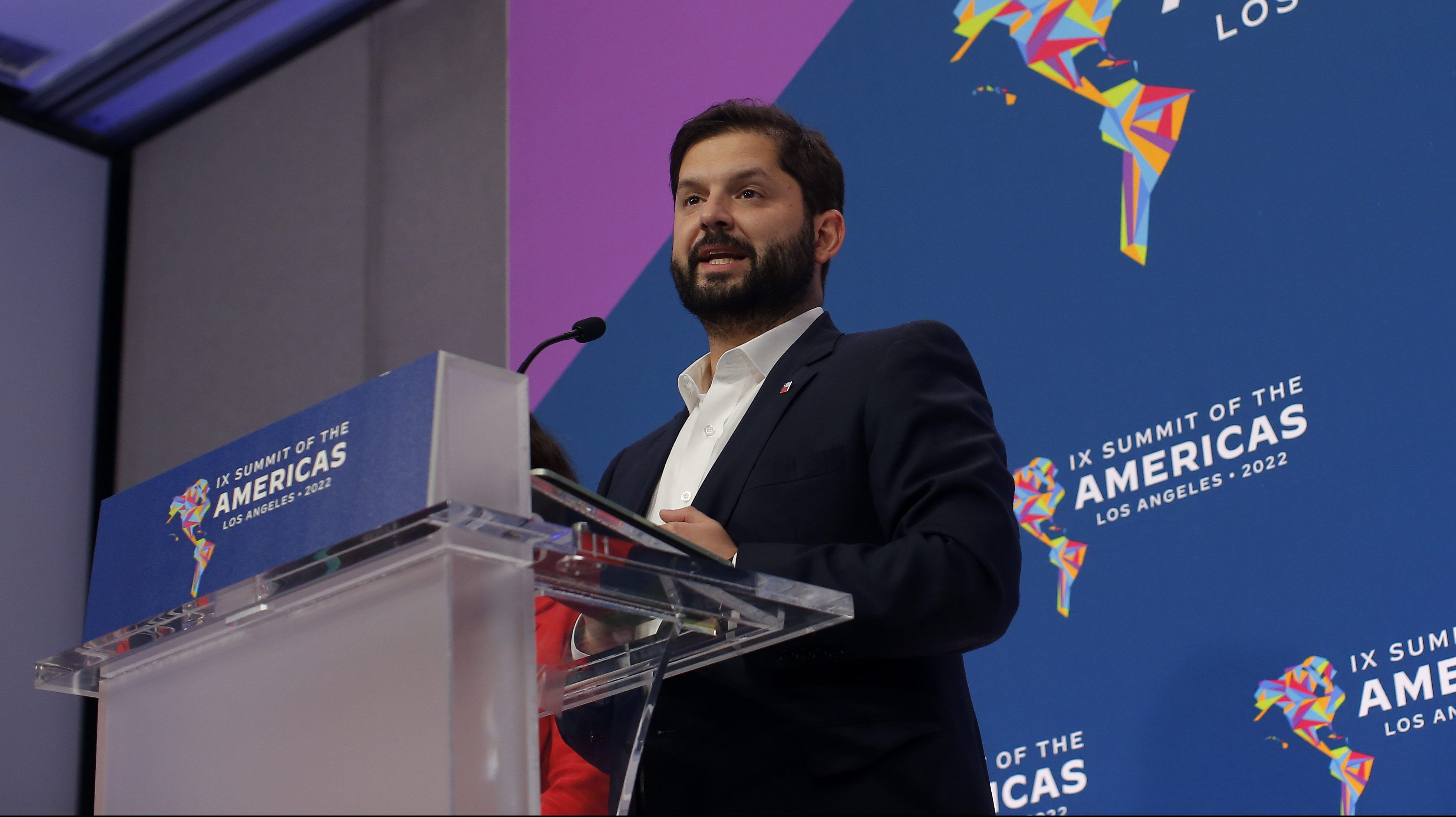 10 de Junio de 2022/LOS ANGELESEl Presidente Gabriel Boric Font, realiza un balance sobre IX Summit of The Americas Los Angeles 2022.
FOTO: CRISTOBAL ESCOBAR/AGENCIAUNO
