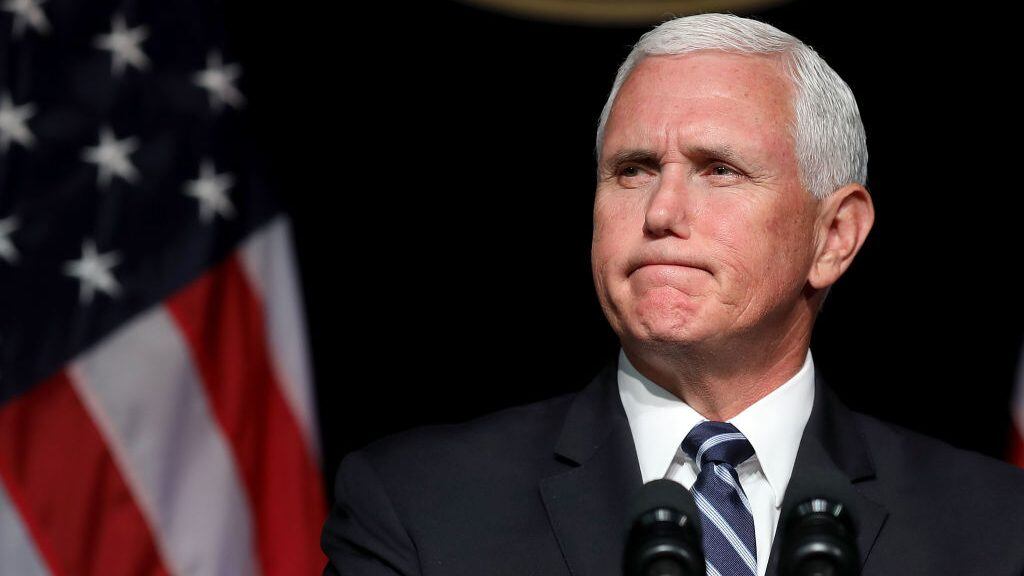 ARLINGTON, VA - AUGUST 09: U.S. Vice President Mike Pence announces the Trump Administration's plan to create the U.S. Space Force by 2020 during a speech at the Pentagon August 9, 2018 in Arlington, Virginia. Describing space as adversarial and crowded and citing threats from China and Russia, Pence said the new Space Force would be a separate, sixth branch of the military. (Photo by Chip Somodevilla/Getty Images)