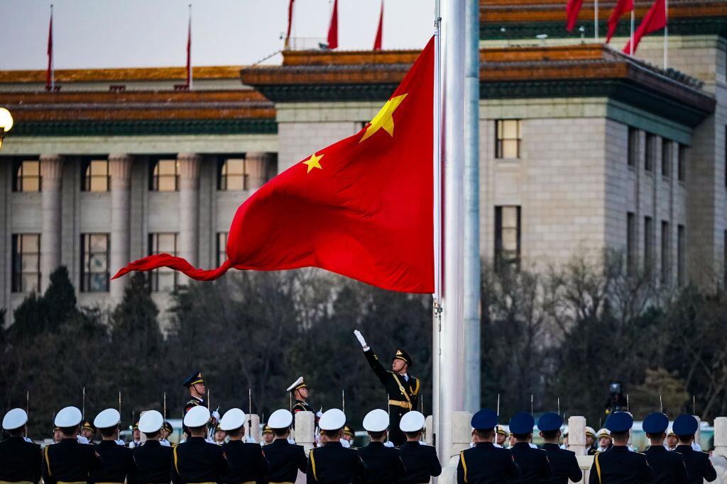 Militares chinos en una ceremonia oficial en Pekín