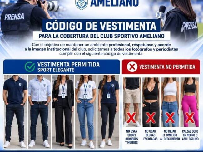 El polémico código de vestimenta que impuso Sportivo Ameliano para periodistas y fotógrafos.