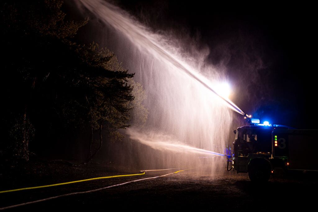 Bomberos enfrentan incendio forestal en el bosque de Grunewald