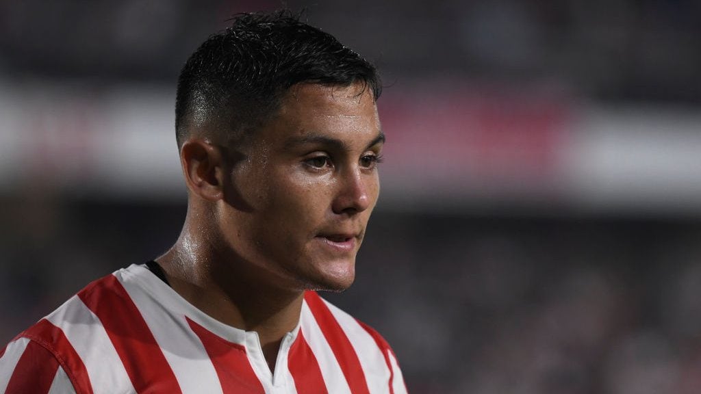 BUENOS AIRES, ARGENTINA - FEBRUARY 23: Juan Fuentes of Estudiantes looks on during a match between Estudiantes and River Plate as part of Superliga 2019/20 at Estadio Jorge Luis Hirschi  on February 23, 2020 in Buenos Aires, Argentina. (Photo by Gustavo Garello/Jam Media/Getty Images)