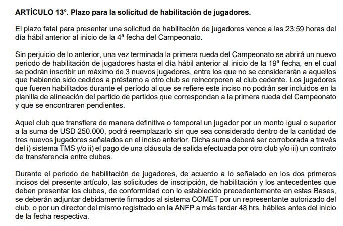 Bases del Campeonato Nacional 2022. (Fuente: ANFP)