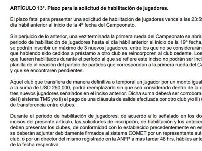 Bases del Campeonato Nacional 2022. (Fuente: ANFP)