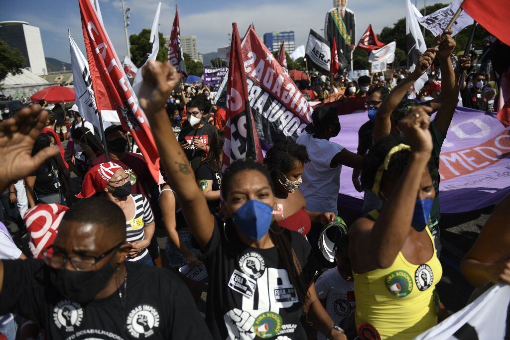 Protesta en contra del gobierno de Bolsonaro en Río de Janeiro