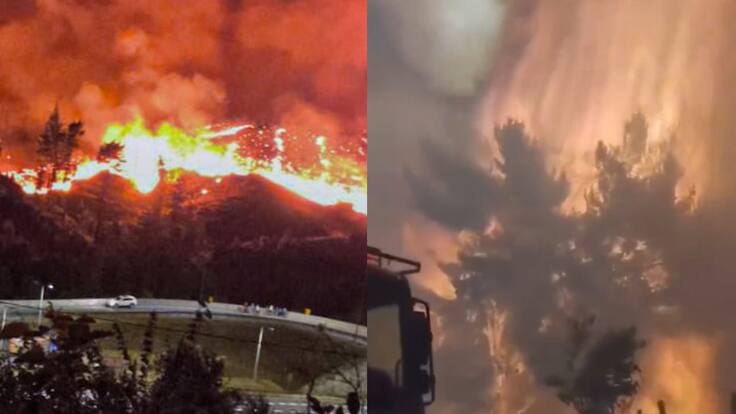 Las impactantes imágenes de los incendios forestales en Biobío y Ñuble que tienen en alerta a las autoridades