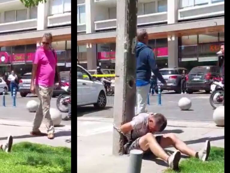 Detención ciudadana en Viña del Mar: vecinos encadenan a delincuente en un poste