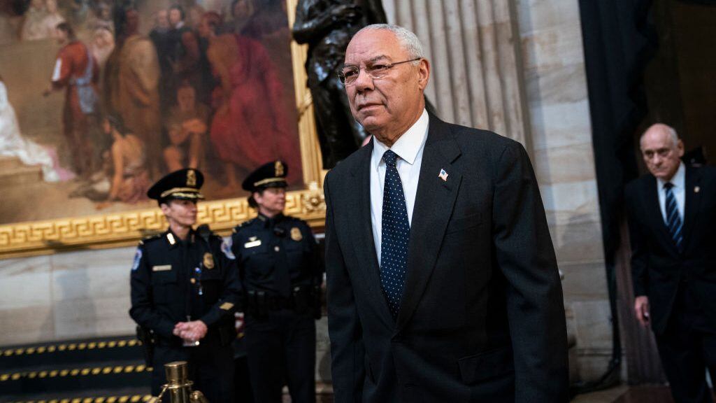 WASHINGTON, DC - DECEMBER 4: Former Chairman of the Joint Chiefs of Staff and former Secretary of State Colin Powell arrives to pay his respects at the casket of the late former President George H.W. Bush as he lies in state at the U.S. Capitol, December 4, 2018 in Washington, DC. A WWII combat veteran, Bush served as a member of Congress from Texas, ambassador to the United Nations, director of the CIA, vice president and 41st president of the United States. Bush will lie in state in the U.S. Capitol Rotunda until Wednesday morning. (Photo by Drew Angerer/Getty Images)
