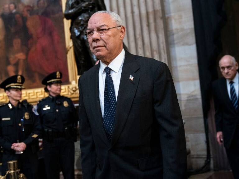 WASHINGTON, DC - DECEMBER 4: Former Chairman of the Joint Chiefs of Staff and former Secretary of State Colin Powell arrives to pay his respects at the casket of the late former President George H.W. Bush as he lies in state at the U.S. Capitol, December 4, 2018 in Washington, DC. A WWII combat veteran, Bush served as a member of Congress from Texas, ambassador to the United Nations, director of the CIA, vice president and 41st president of the United States. Bush will lie in state in the U.S. Capitol Rotunda until Wednesday morning. (Photo by Drew Angerer/Getty Images)