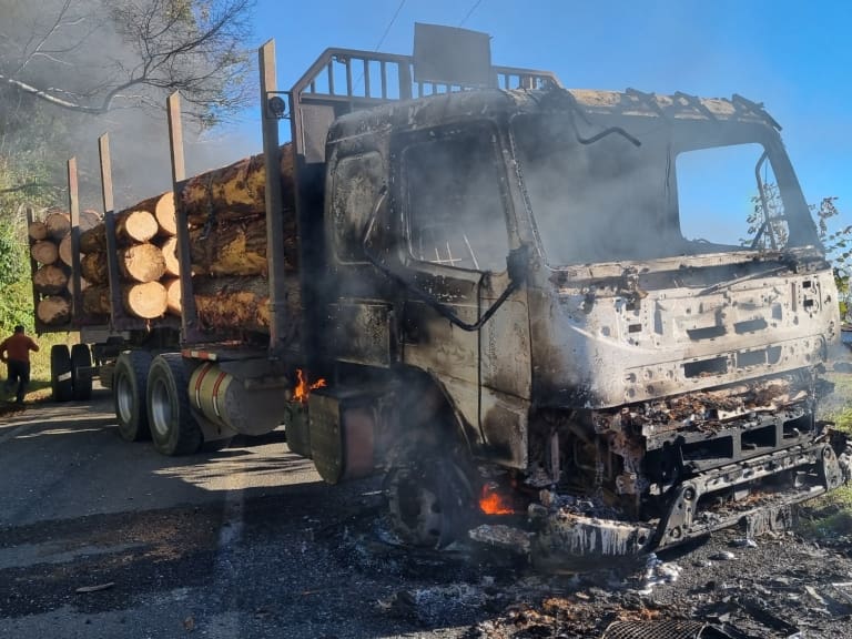 Encapuchados queman 18 vehículos en Panguipulli: dejan panfletos alusivos a causa mapuche