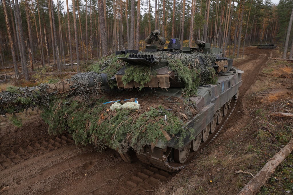 Tanque Leopard 2 en un ejercicio militar de la OTAN en Lituania