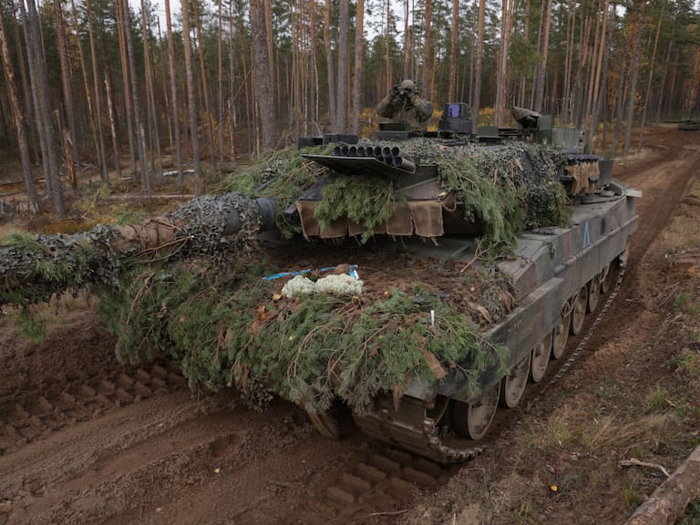 Tanque Leopard 2 en un ejercicio militar de la OTAN en Lituania