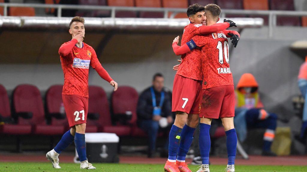 Florinel Coman and Florin Tanase during the game between FCSB and CFR Cluj, Round 28 of Liga 1 Romania, in Bucharest, Friday 19 March 2021. (Photo by Alex Nicodim/NurPhoto via Getty Images)